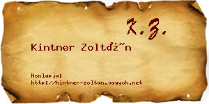 Kintner Zoltán névjegykártya